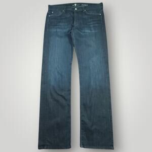 7 For All Mankind Jeans Mens 36 Standard Slim Straight Button Fly Whiskered Blue